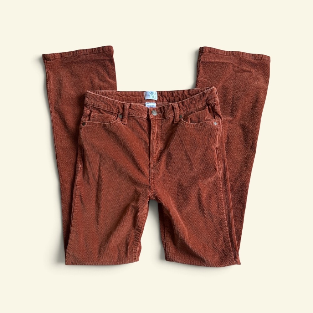 Time and Tru Women's Rust Corduroy Pants Size 6 Bootcut Orange Mid Rise Stretch